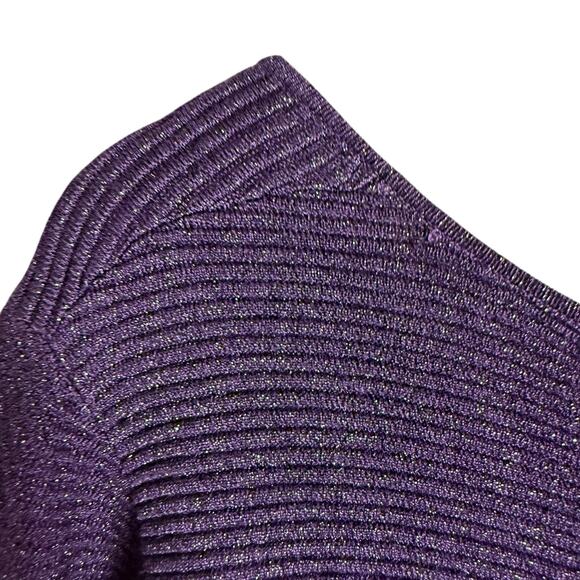 Herve Leger Lurex Ottoman Purple Cut Out Long Sleeve Sweetheart Cocktail Dress M - Picture 11 of 16